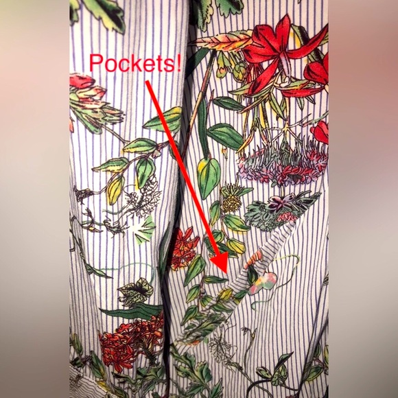 Entro Floral Shirt Dress Button Down Popover Collared Medium Pockets Tab Sleeves - Picture 3 of 15